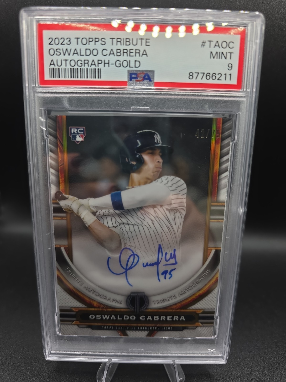 2023 Topps Tribute  /75 Oswaldo Cabrera #TAOC PSA 9 Auto Gold 