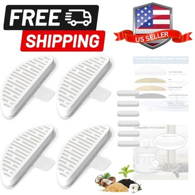 4 Pack Cat Water Fountain Filter & 6 Pack Replacement Fliter Sponges Compatib...