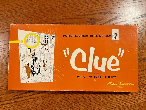 Vintage 1956 CLUE Classic Detective Board Game ~ Parker Brothers ~ 100% Complete