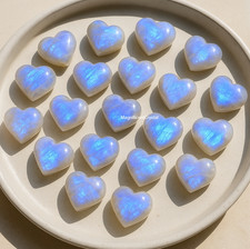 Rainbow Moonstone Heart Healing Palm Stone Emotional Balance Blue Gemstones Gift
