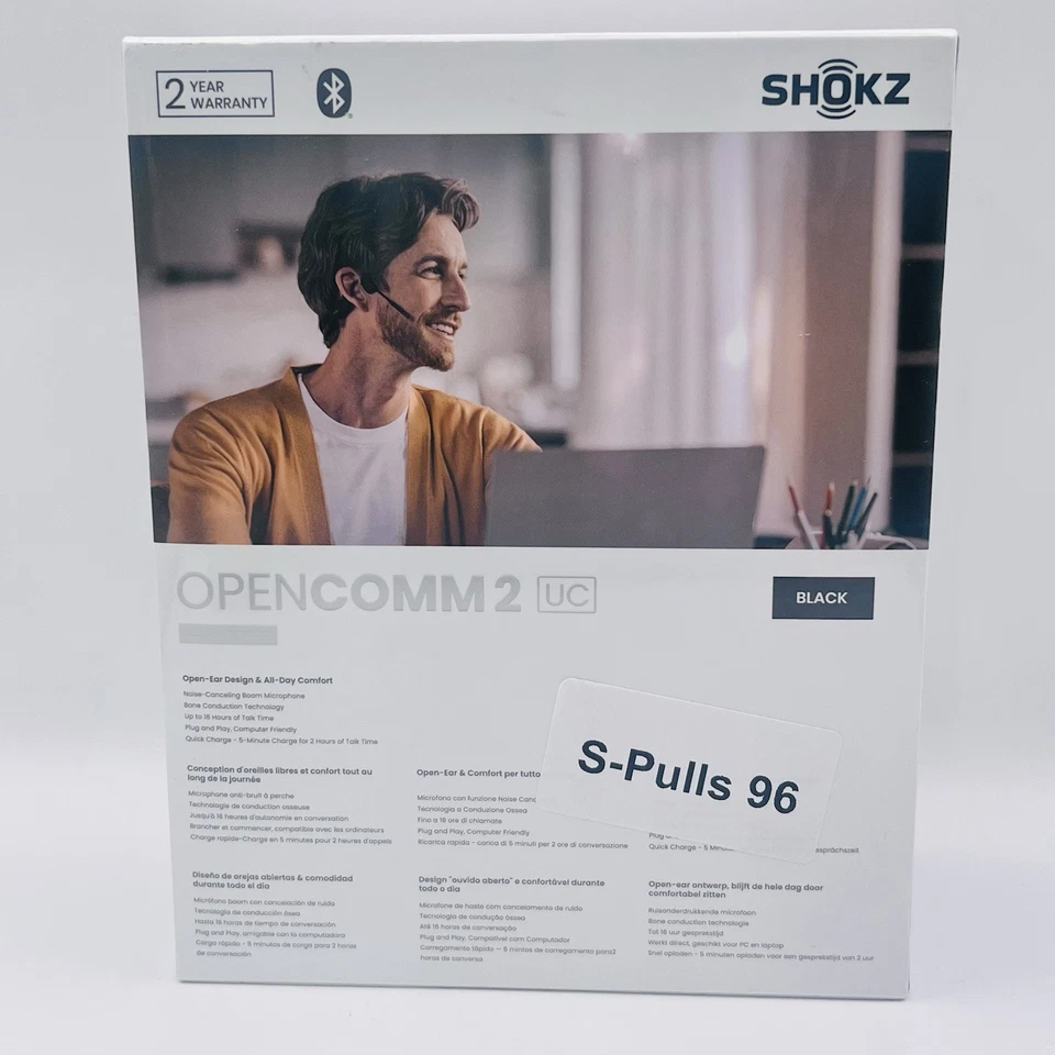 New SHOKZ OPENCOMM 2 UC Headphones In Black With USB-A Adapter - Image 4 of 4