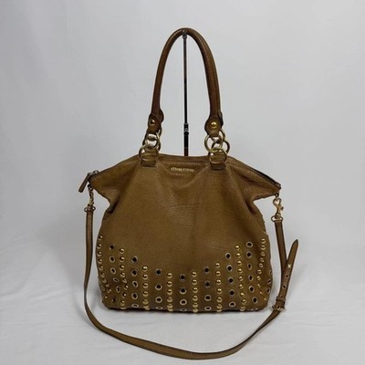 MIU MIU 2000s Studded Leather Tote Bag - Black - Pre-Owned Good (JP)