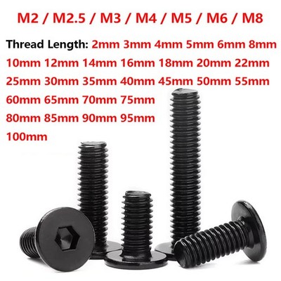 M2-M8 Black 304 Stainless Steel Hex Socket Ultra Thin Flat Wafer Head Screw Bolt