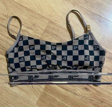 VS PINK Women s M Black Check Logo Bralette Wireless Pullover Removable Pads