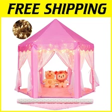 Children's Pink Princess Tent with Indoor/Outdoor Play Mat