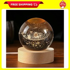3D Solar System Crystal Ball 60mm Laser Engraved Universe Astronomy Decor Gift