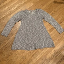 Tulip Women’s Long Sleeve Dress Gold Gray And Tan  Zig Zag Tie Back.