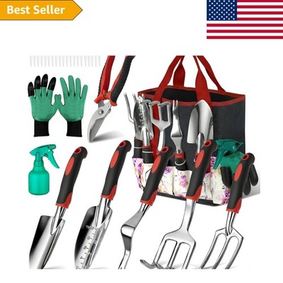 Durable 30-Piece Stainless Steel Gardening Set with Vintage Tote   Perfect Gift