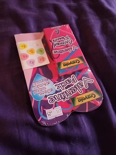 Raro | Lápices de colores Crayola San Valentín 2001 pegatinas sello vintage bloc de notas - Imagen 4 de 7