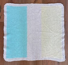 Vintage Homemade Crochet Granny Square Afghan Blanket 36x36 Multicolor Throw