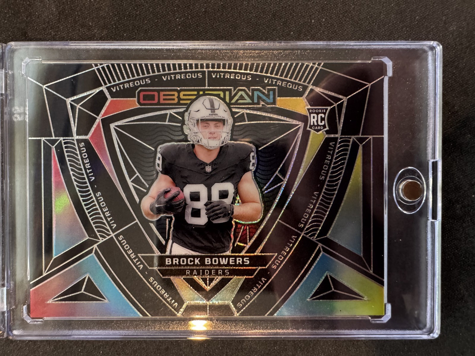 2024 PANINI OBSIDIAN BROCK BOWERS #8 ROOKIE VITREOUS PRIZMS SP RAIDERS RC