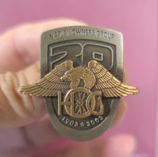 Brass 1983-2003 Harley Davidson HOG 20th Anniversary Jacket Vest Pin 1.5" W