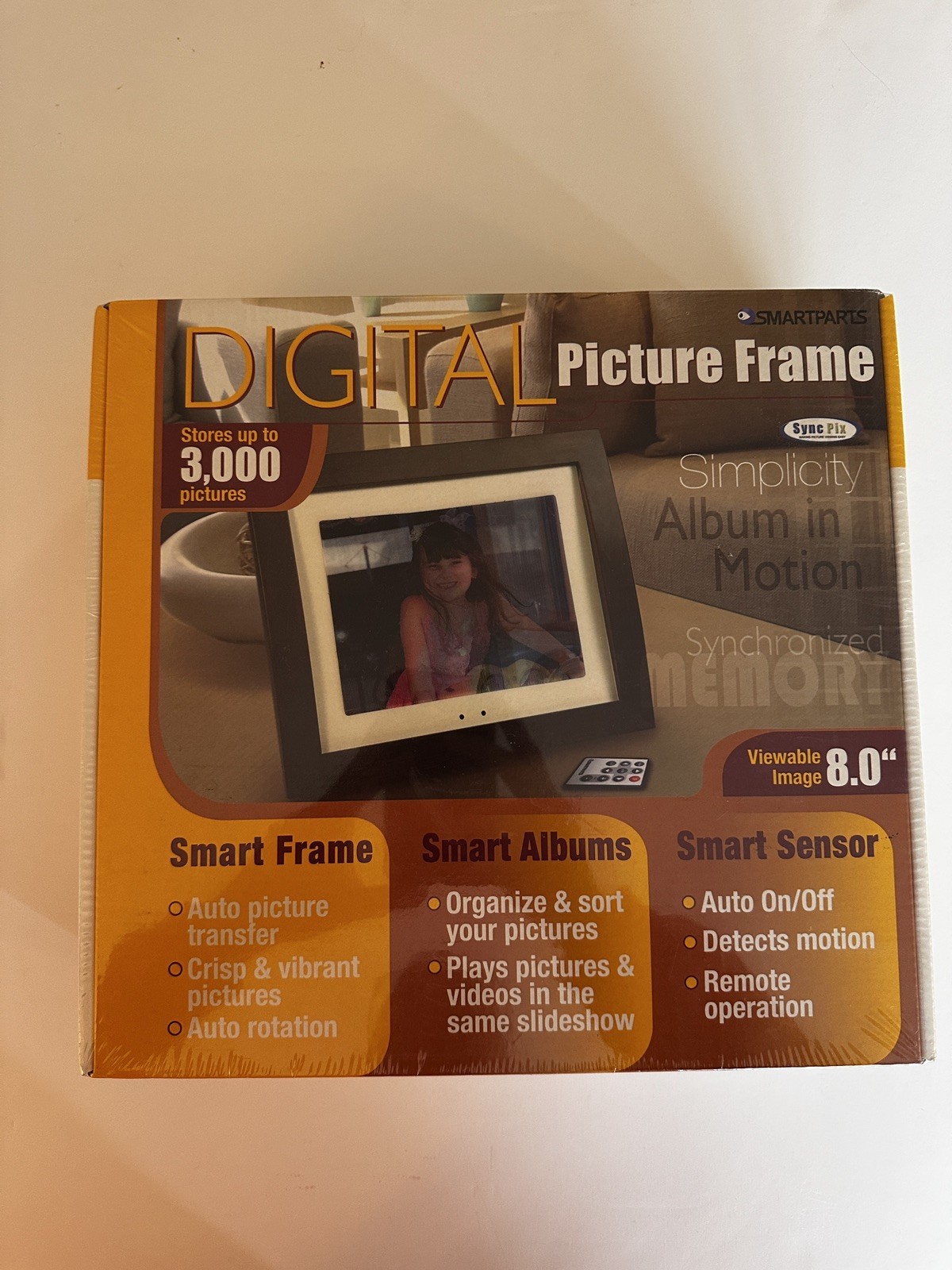 Smartparts SPX8 Digital Frame 8.0 Image Wood W/Sync pix Stores Up To 3,000 pics.
