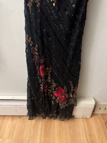 90’s Y2K Silk Beaded Black Floral Maxi Dress - Picture 8 of 8