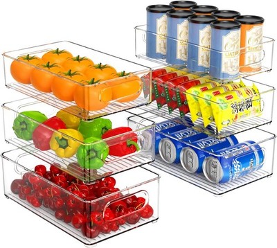 6 Stück Kühlschrank Organizer Stapelbar Aufbewahrung Boxen für Küche Fridge DE