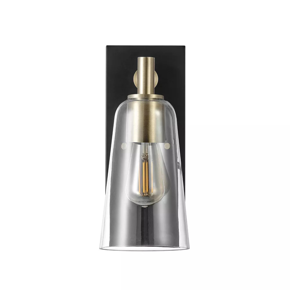 Настенное бра Globe Electric 1-Light Матово-черного цвета с матовыми латунными вставками и