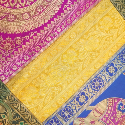 Dining Table Runner Wall Tapestry Woven Zari Brocade Banarasi Cover Multi Color - 第 7/14 張圖片