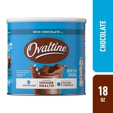 Ovaltine Rich Chocolate Drink Mix Powdered Drink Mix for Hot and Cold Milk, 18 o