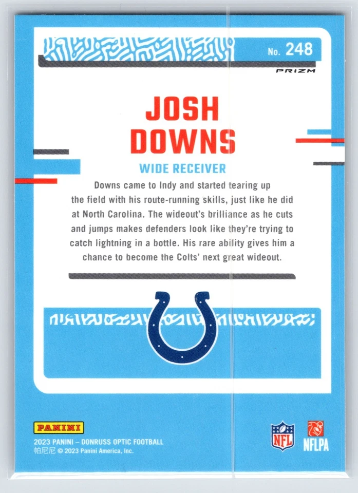 2023 Donruss Optic Rated Rookie Purple Shock Josh Downs Indianapolis Colts - Image 2 of 2