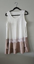 Dress white and tan beige with lace medium