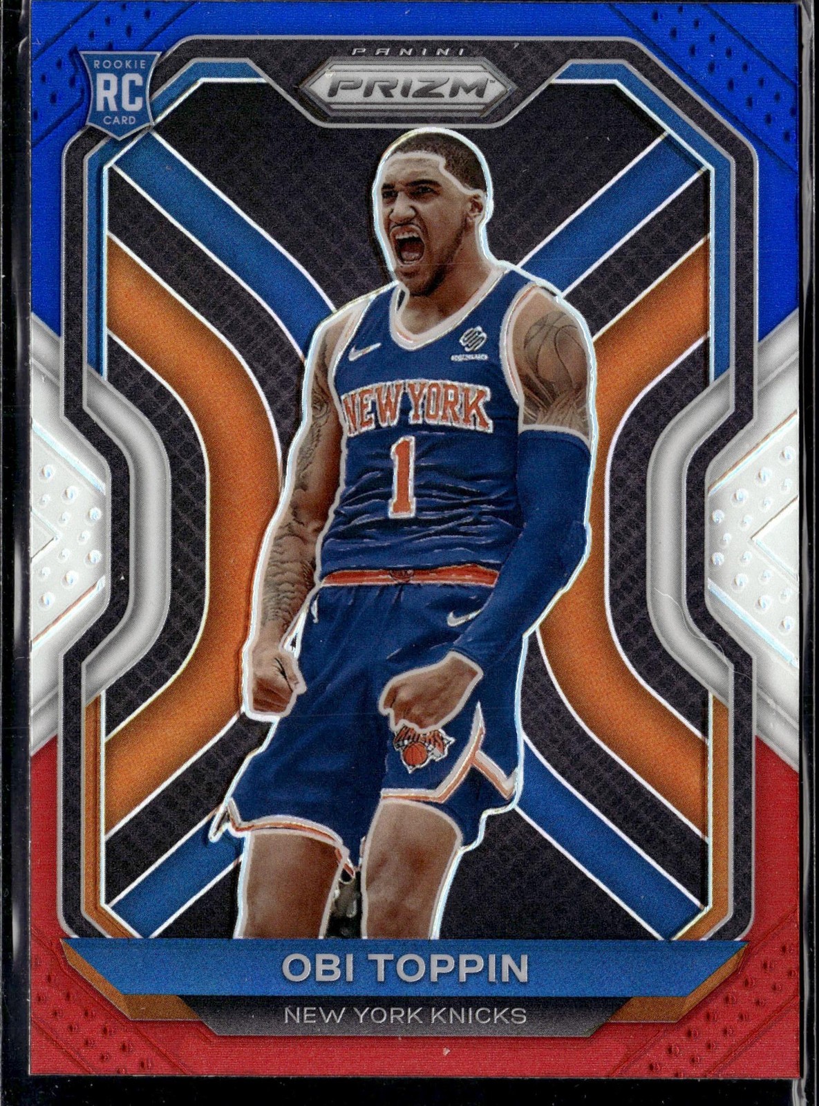 2020-21 Panini Prizm #280 Obi Toppin Red, White and Blue Prizms