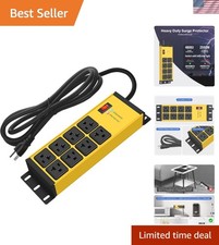 Magnetic Wall-Mount Power Strip with 8 Outlets - 12 Gauge, 20 Amp Safety Rated