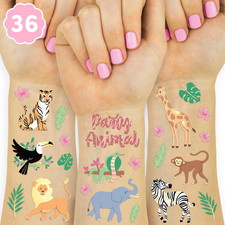 Jungle Temporary Tattoos - 36 Styles  Elephant Arts  Craft, Wild Animal Birthd