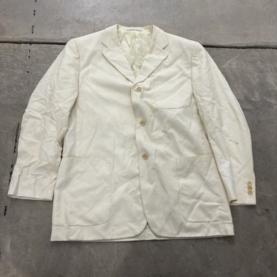 VTG Ermenegildo Zegna Soft Blazer 42R Cotton Lightweight White Neiman Marcus