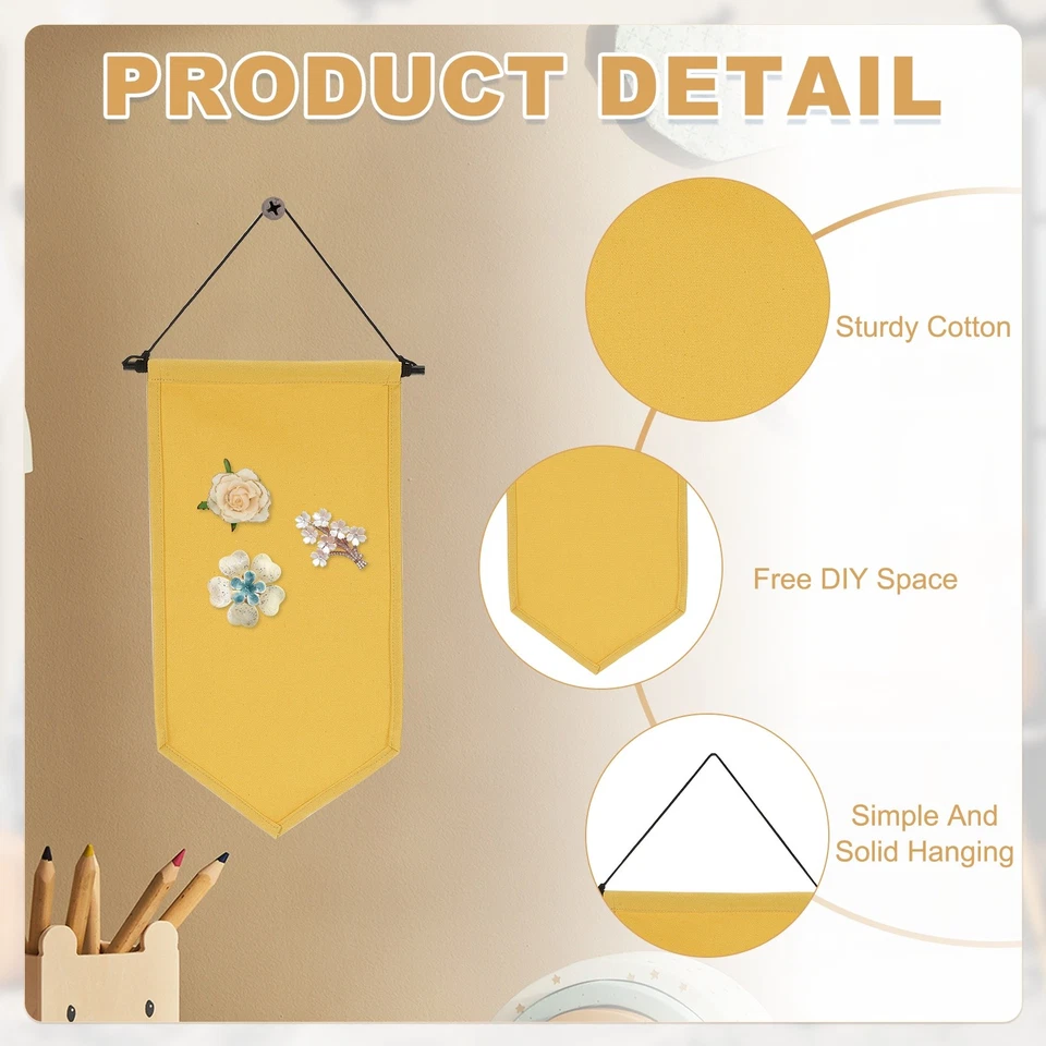 2 piezas pancartas de lona en blanco, pancarta de pared de exhibición de prendedores para decoración del hogar, amarillo Foto 3 de 4