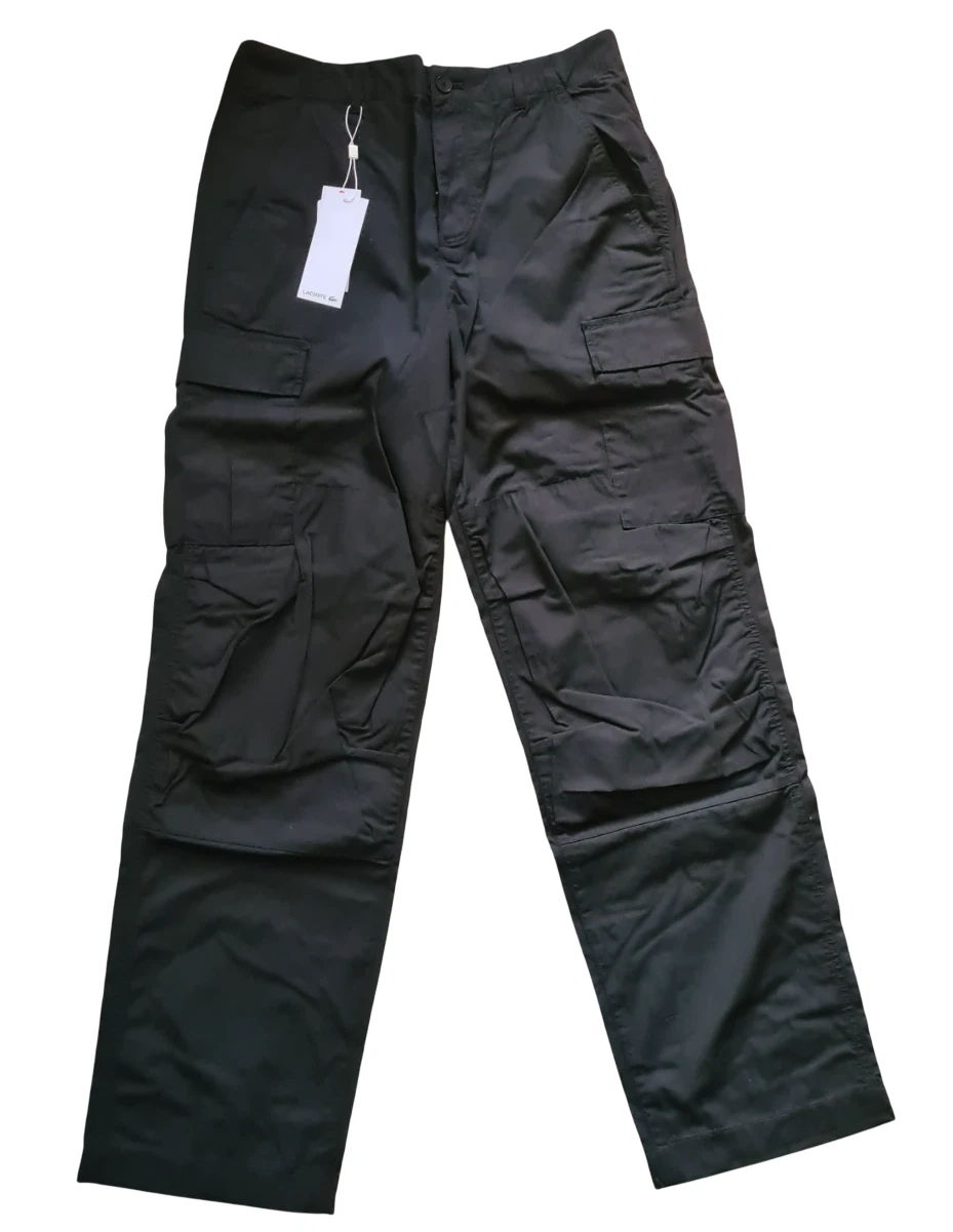 LACOSTE CARGO TROUSERS STRAIGHT BLACK 33IN 34IN 36IN 38IN REG LEG LENGTH