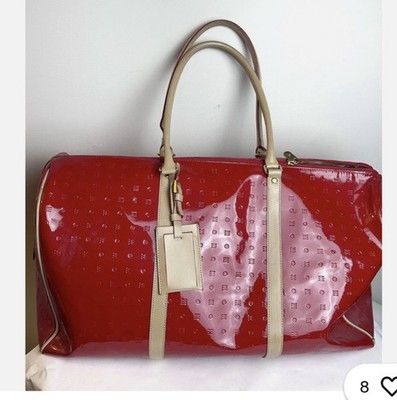 ARCADIA Classic Red Embossed Patent Leather Gateway XL Weekender Bag