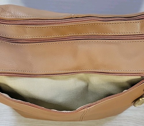 Vintage Stone Mountain Leather Shoulder Bag Adj Strap Tan Leather USA Made - Picture 7 of 20