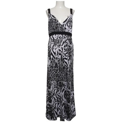 Isolde, Maxikleid, Größe: L, Schwarz/Weiß/Grau, Polyester, Leopard, Damen #94P