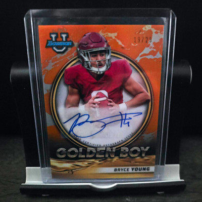 2021 Bowman University Golden Boy Auto Bryce Young Orange Marble /25