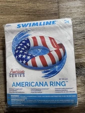 USA FLAG 36" INFLATABLE TUBE RING Swimming Pool Float Swimline NEW