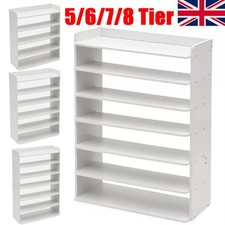 5-8 Tier White Wooden Hallway Shoe Rack Open Shelves Shoe Cabinet Storage Unit .