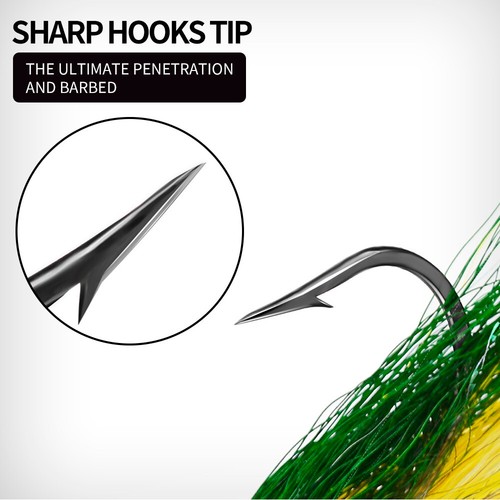 5PCS Bucktail Jigs Fluck Lures Lead Teaser Jig Head Fishing Lures Bass 1/4oz-2oz - Picture 5 of 20