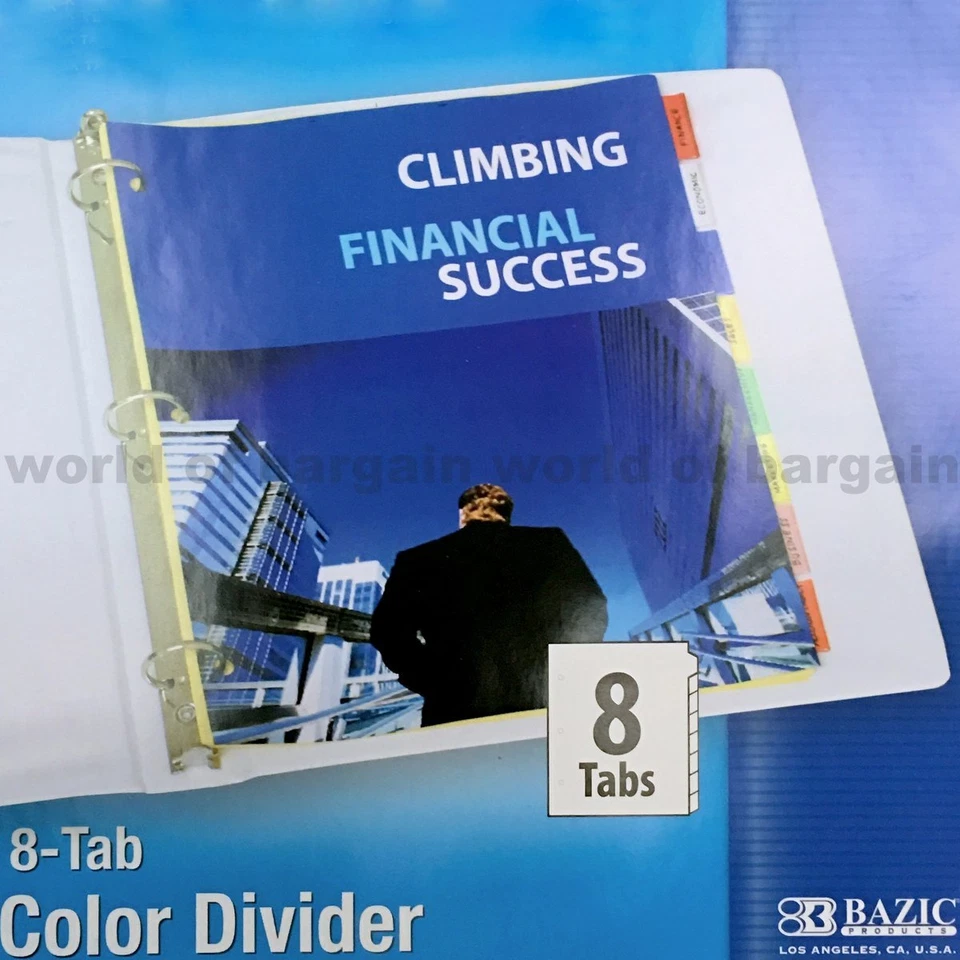 8 Tab Colored Dividers 3 Ring Binder See Thru Plastic Film File Folder Inserts - Image 2 of 4