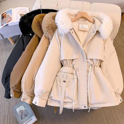 Jacket Winter Coat Women Warm Drawstring Padded Parkas Female Puffer Outwear