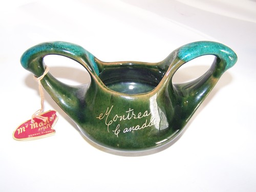 Vintage McMaster Craft,sugar and creamer set,red clay,green glaze,1970s,Canada - Picture 2 of 7