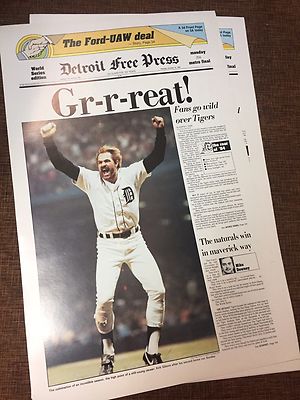 25X KIRK GIBSON DETROIT FREE PRESS 24X15 POSTER 1984 WORLD ...