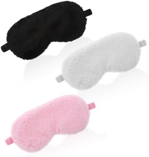 3 Pcs Plush Sleeping Eye Mask, Soft and Fuffy Plush Blindfold, Comfortable.