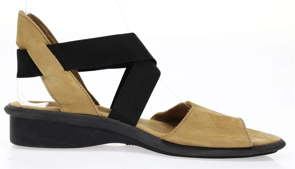 Sandalias planas Arche para mujer negras y beige de gamuza con correa cruzada talla 37 nuevas 216712 Foto 4 de 4