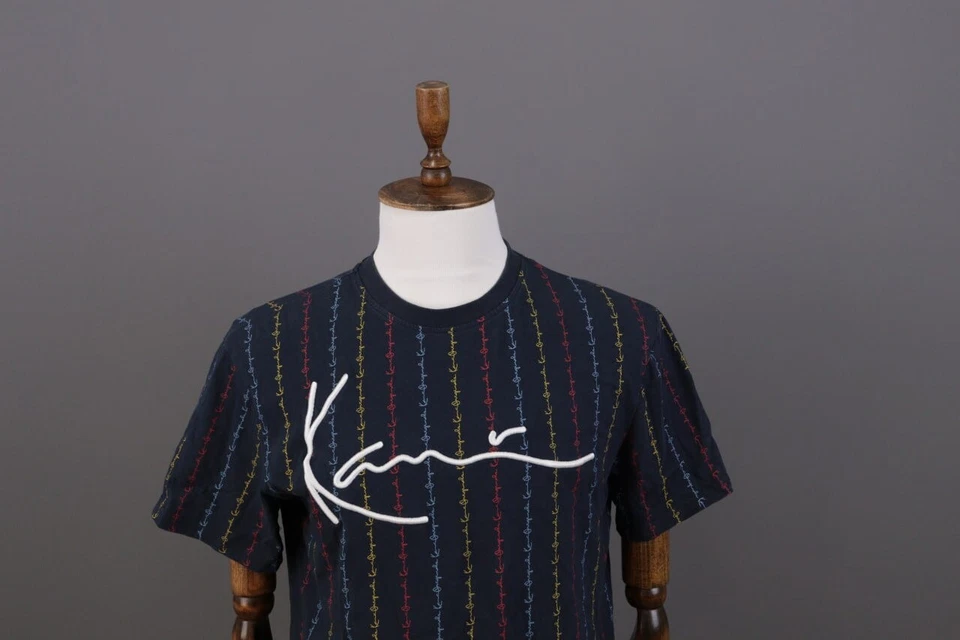 Camiseta Karl Kani Azul Bordada Diseñador Verano Logo Grande Manga Corta Talla S Foto 4 de 4