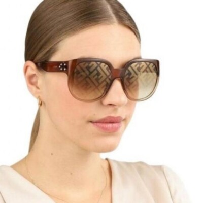 🍀Fendi FF-0403/G/S 09QEB Brown/Gold Logo Print Mirror
