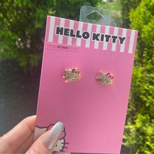 Hello Kitty Pink and Gold Stud Earrings - Hello Kitty Studs -Sanrio Studs
