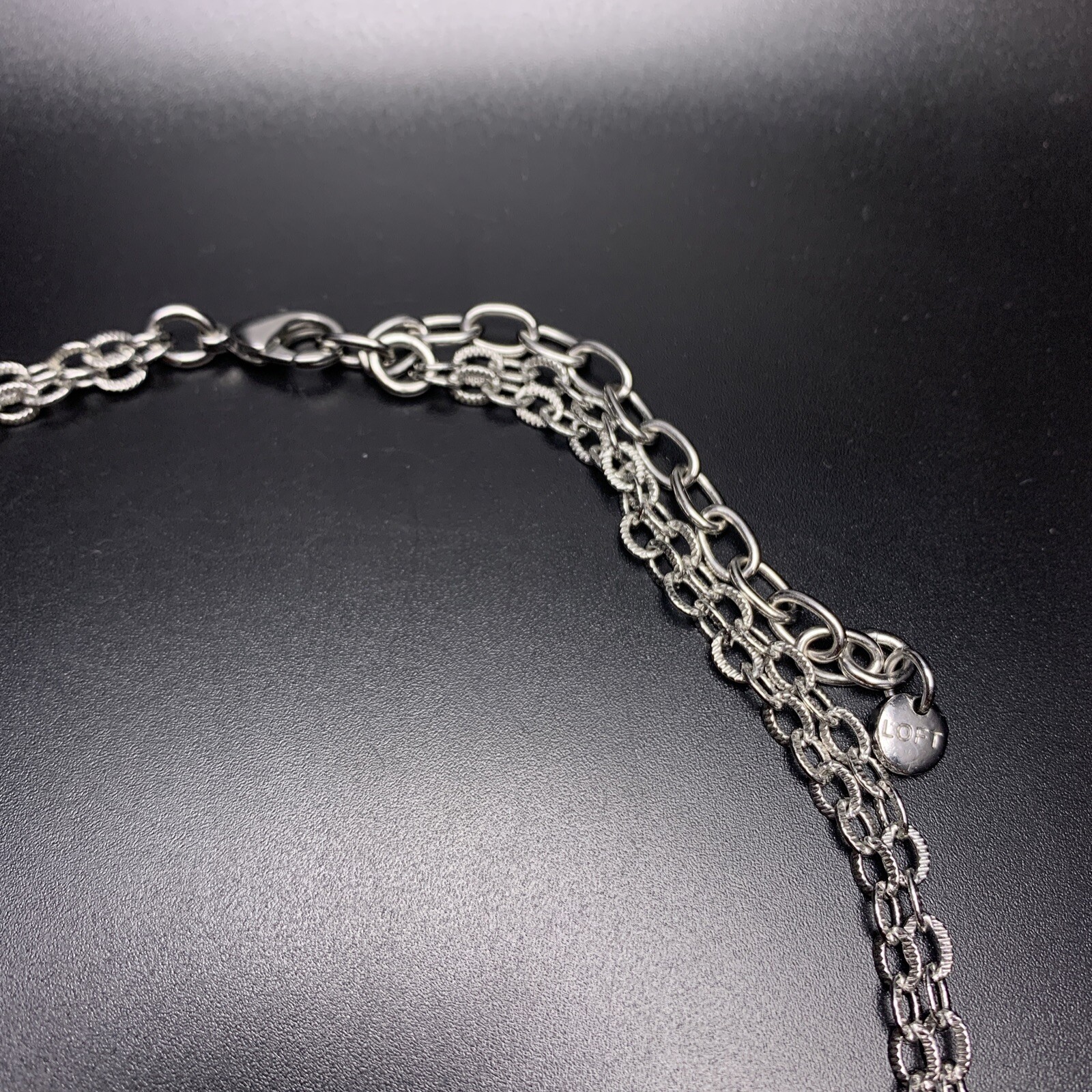 Loft Statement Necklace Silver Tone Brown Rhinest… - image 6