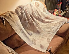 Krazy Kat Tan and Cream Scarf with Shells 44" x 40"