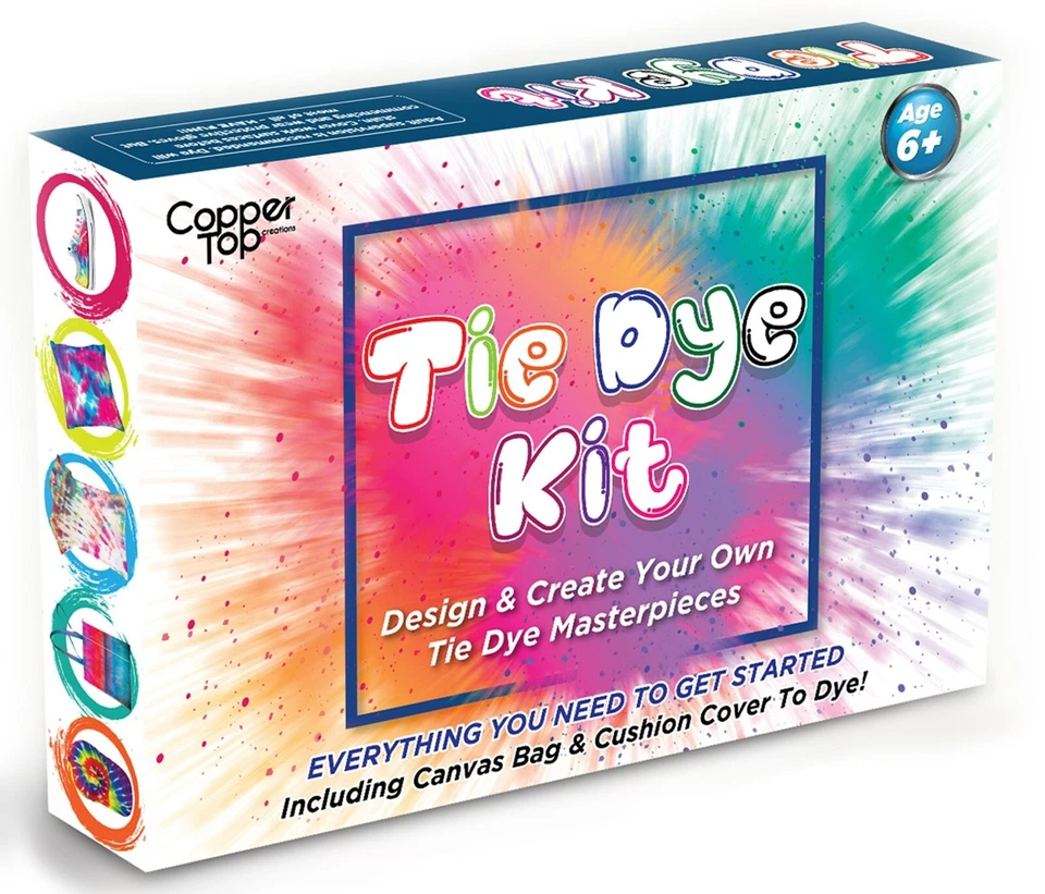 Tie Dye Kit With 3 Colour Dyes Plus Tote Bag & Cushion Cover To Design & Dye - Image 2 of 4