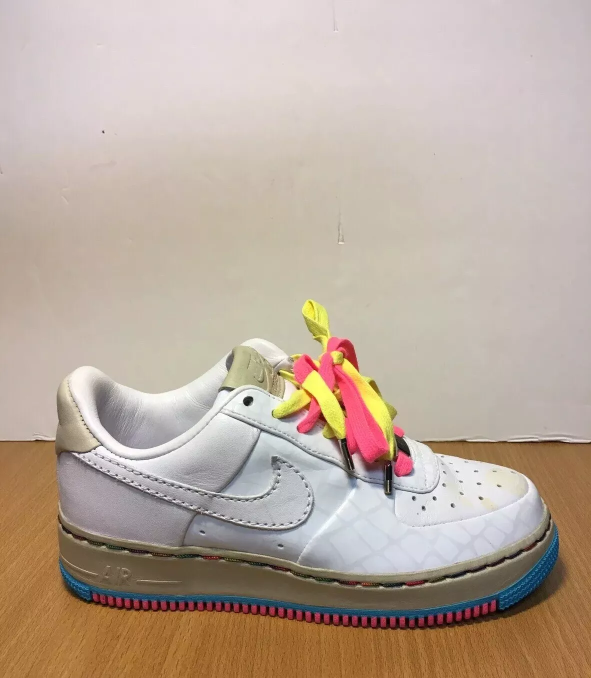 Baskets décontractées Nike Air Force 1 Supreme femme pointure 5 blanc bleu 2007